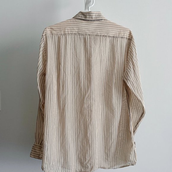 Uniqlo U Sheer Striped Long Sleeve Shirt - Size S - Picture 3 of 6